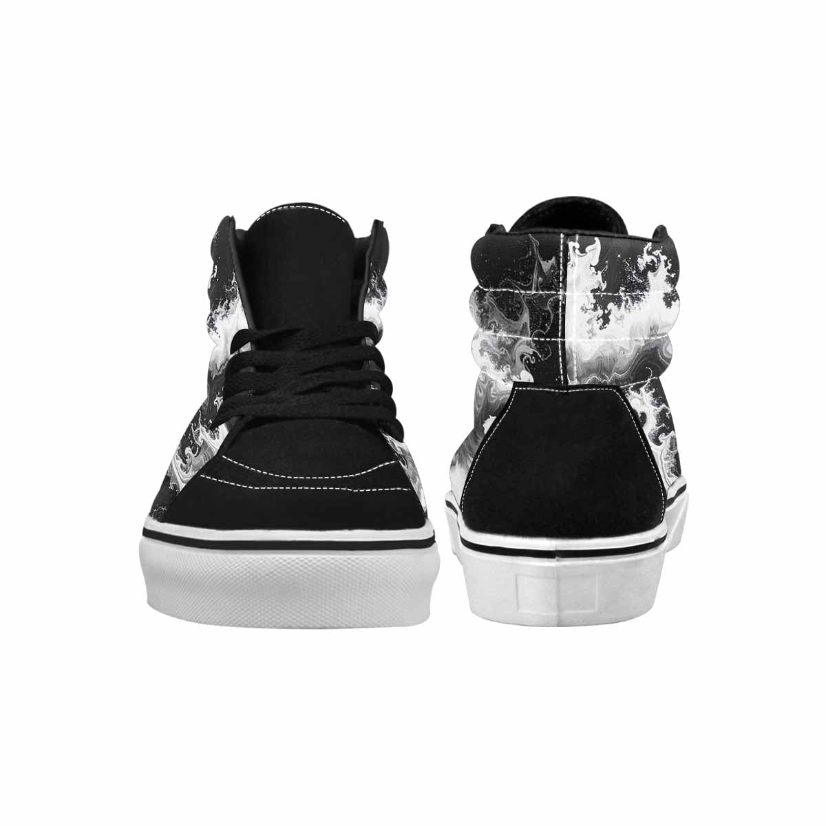 WOMEN'S Tie Dye Acid Wash Black White High Top Canvas Surreal Shoes