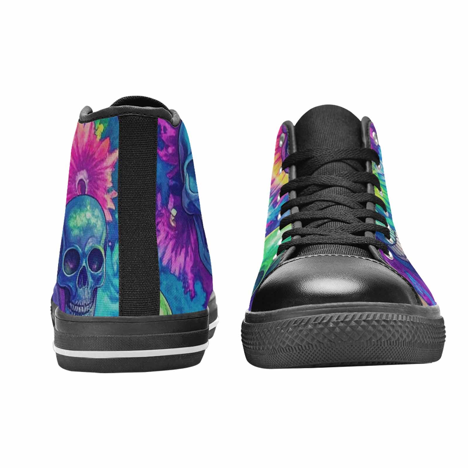 WOMEN'S Tie Dye Skulls Print High Top Canvas Aesthetic Sneakers