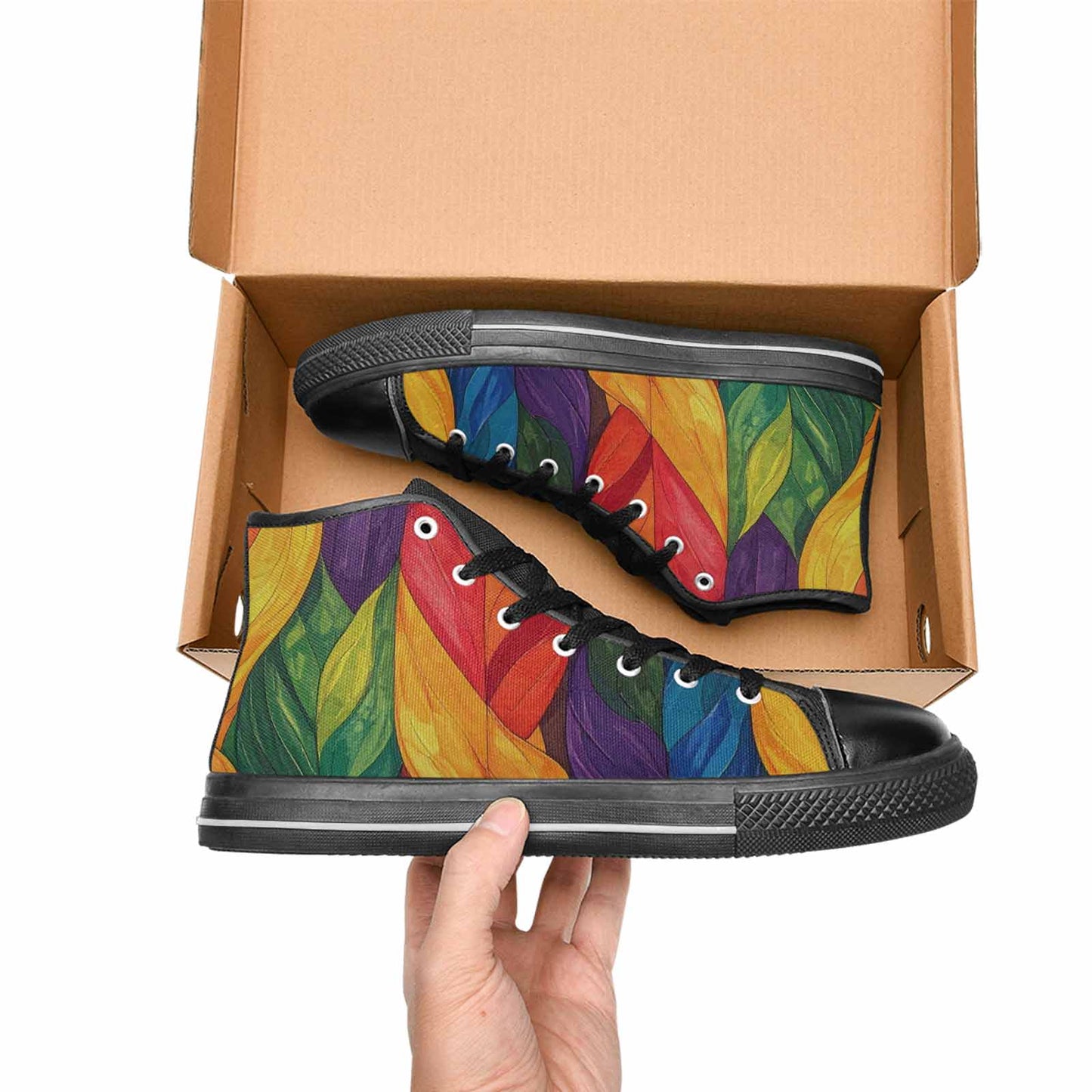 MEN'S Rainbow Pride Flag High Top Canvas Vivid Custom Sneakers