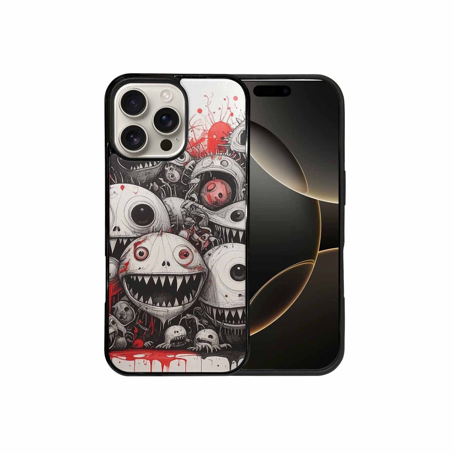iPhone 16 Pro Max Case — Multi Eye Monster Black Red Ink, Custom Made Phone Cover