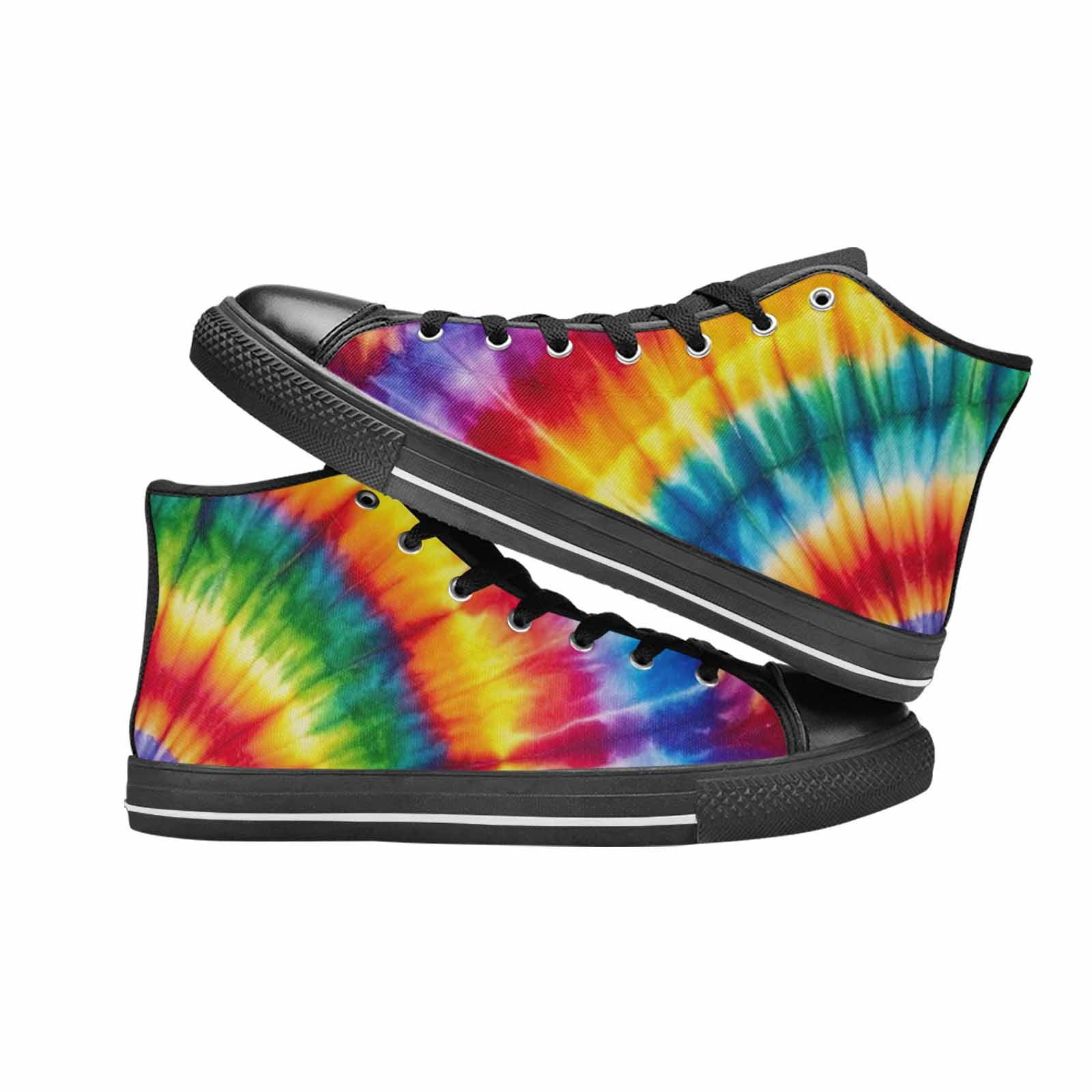 WOMEN'S Rainbow Spiral Tie Dye Alt High Top Canvas Wallpaper Art Custom Shoes