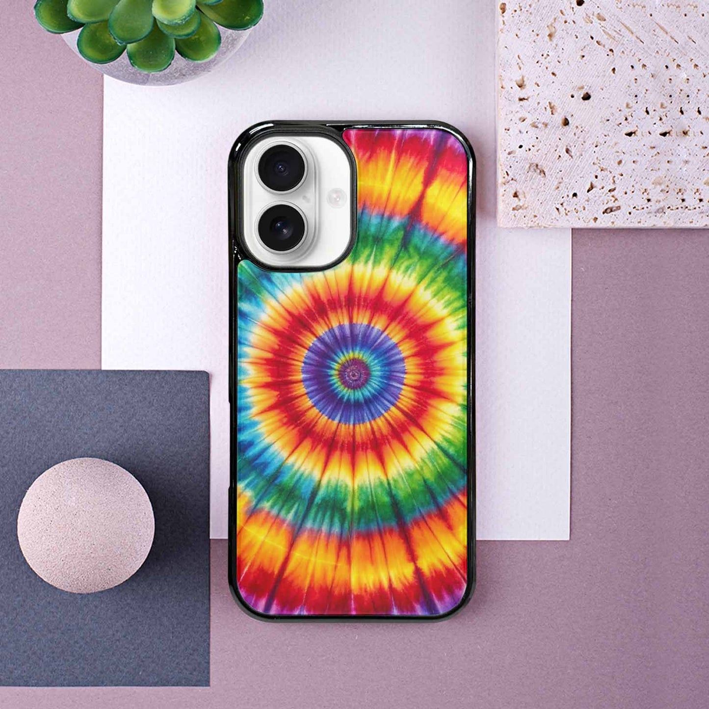 iPhone 16 Case — Rainbow Spiral Tie Dye Alt, Custom Print Case Cover