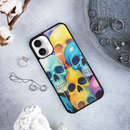 iPhone 16 Plus Case — Dripping Candy Skulls, Custom Phone Case
