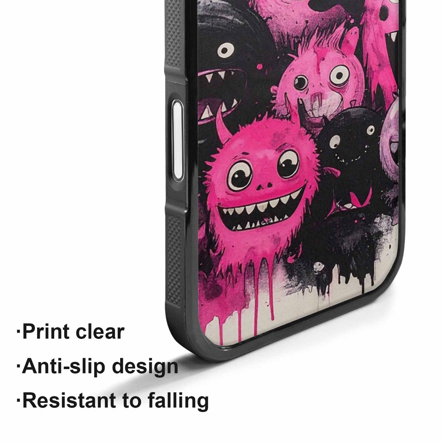 iPhone 17 Case — Black &amp; Pink Ink Cartoon Cute, Custom Printed Phone Case