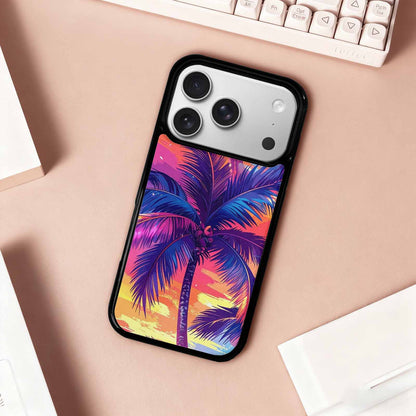 iPhone 17 Pro Case — Chrome Bling Palm Tree Original Art, Custom Made Phone Cover