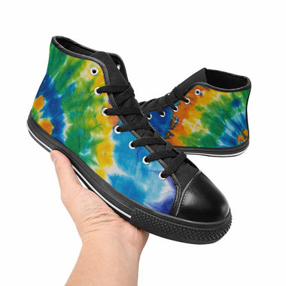 WOMEN'S Tie Dye Color Twist High Top Canvas Cottagecore Custom Sneakers