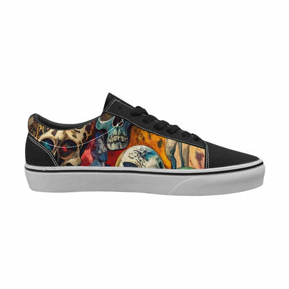 WOMEN'S Skulls  Animal Print Lace-Up Canvas Melting Art Custom Sneakers