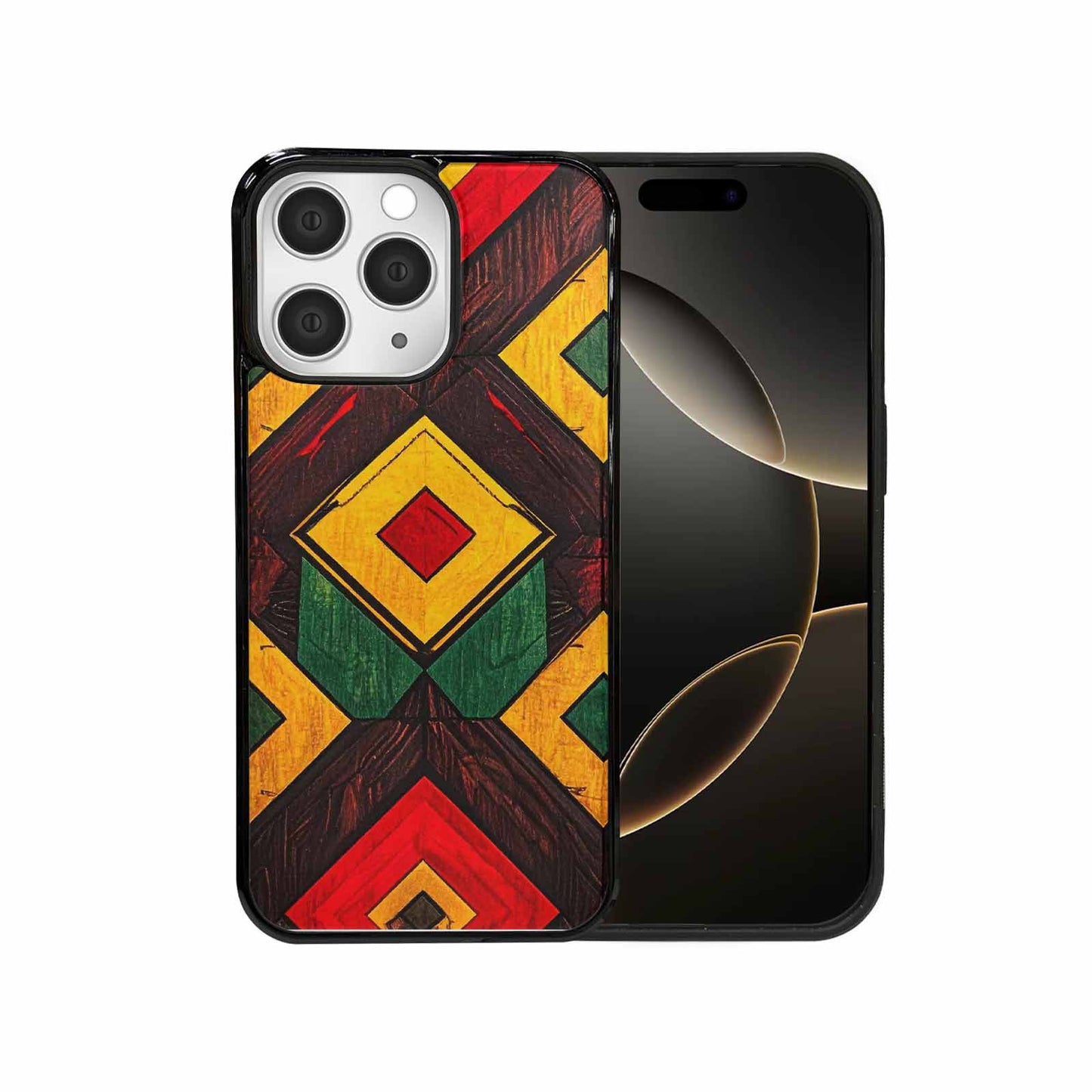 iPhone 15 Pro Max Case — African Kente Cloth Inspired Pattern Geometric, Custom Art Phone Cover