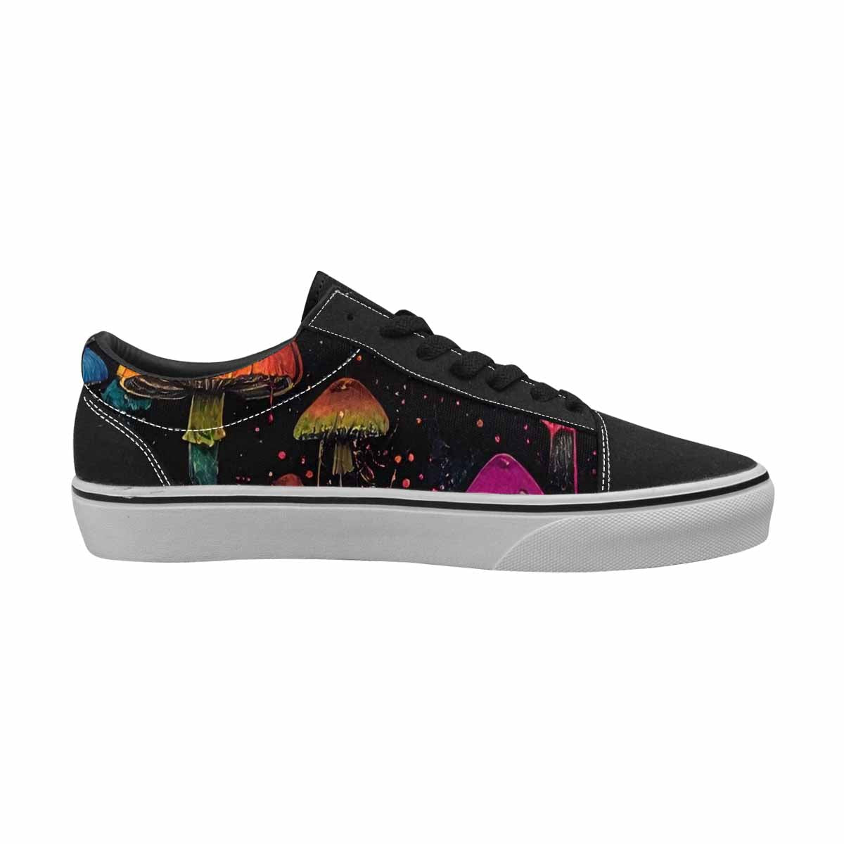 WOMEN'S Rainbow Drip Mushrooms Lace-Up Canvas Melting Art Sneakers