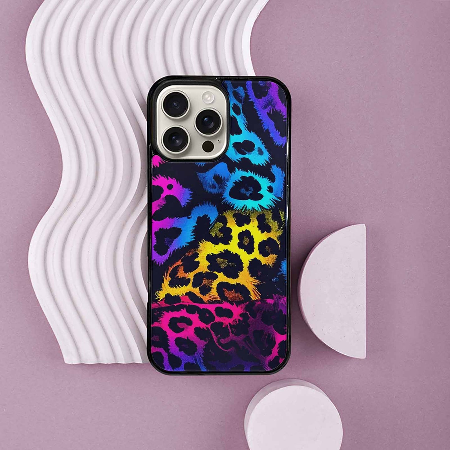 iPhone 16 Pro Max Case — Leopard Print Neon, Custom Printed Phone Case