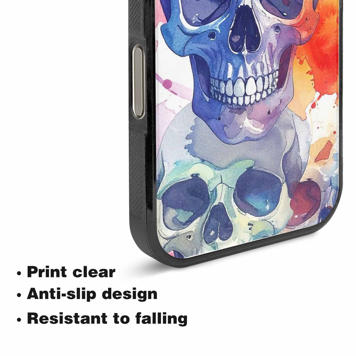 iPhone 15 Pro Max Case — Kulls Watercolor Skulls Small Skull Pattern, Custom Printed Phone Case