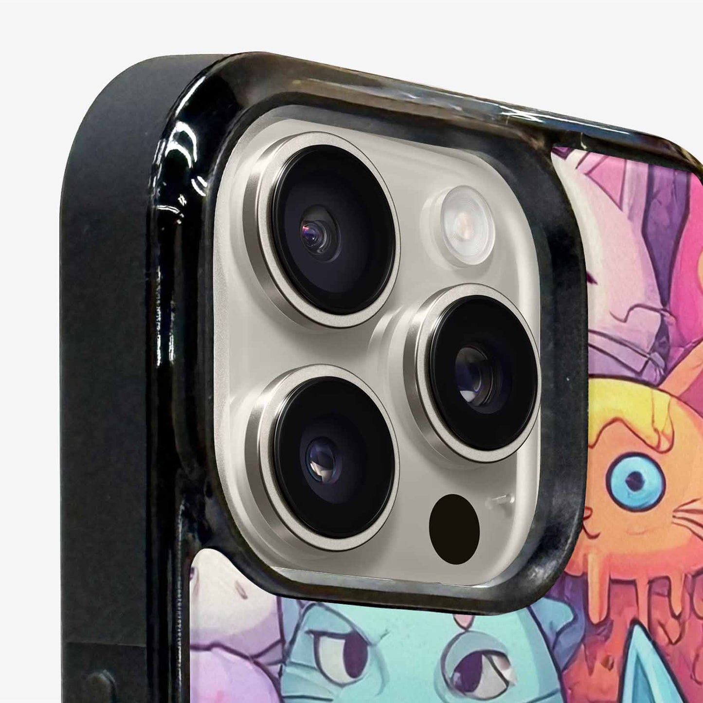 iPhone 16 Pro Max Case — Pastel Gore Cat Character Pattern Hundreds, Original Design Phone Case