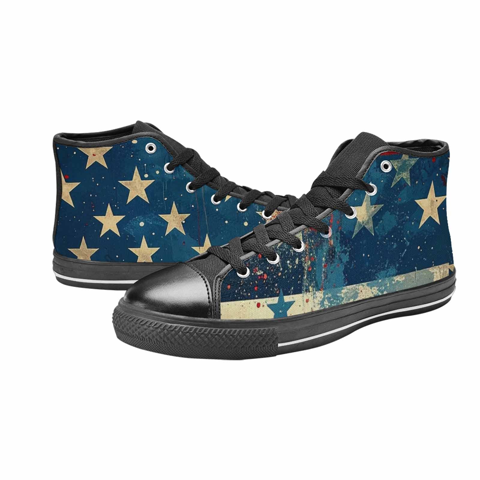 MEN'S American Flag Stars High Top Canvas Wallpaper Art Sneakers