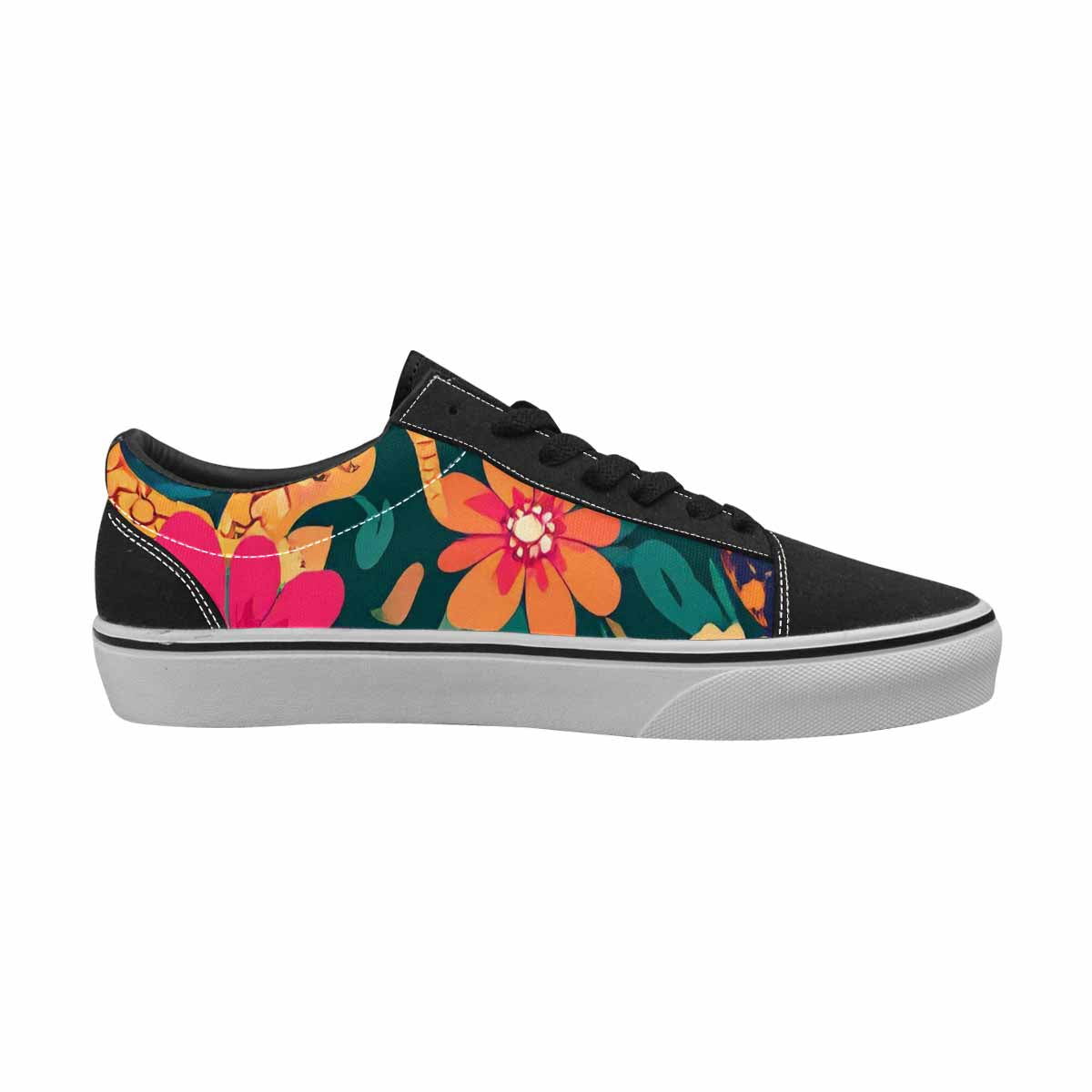 WOMEN'S Floral Snake Print Canvas Lace-Up Grunge Custom Shoes