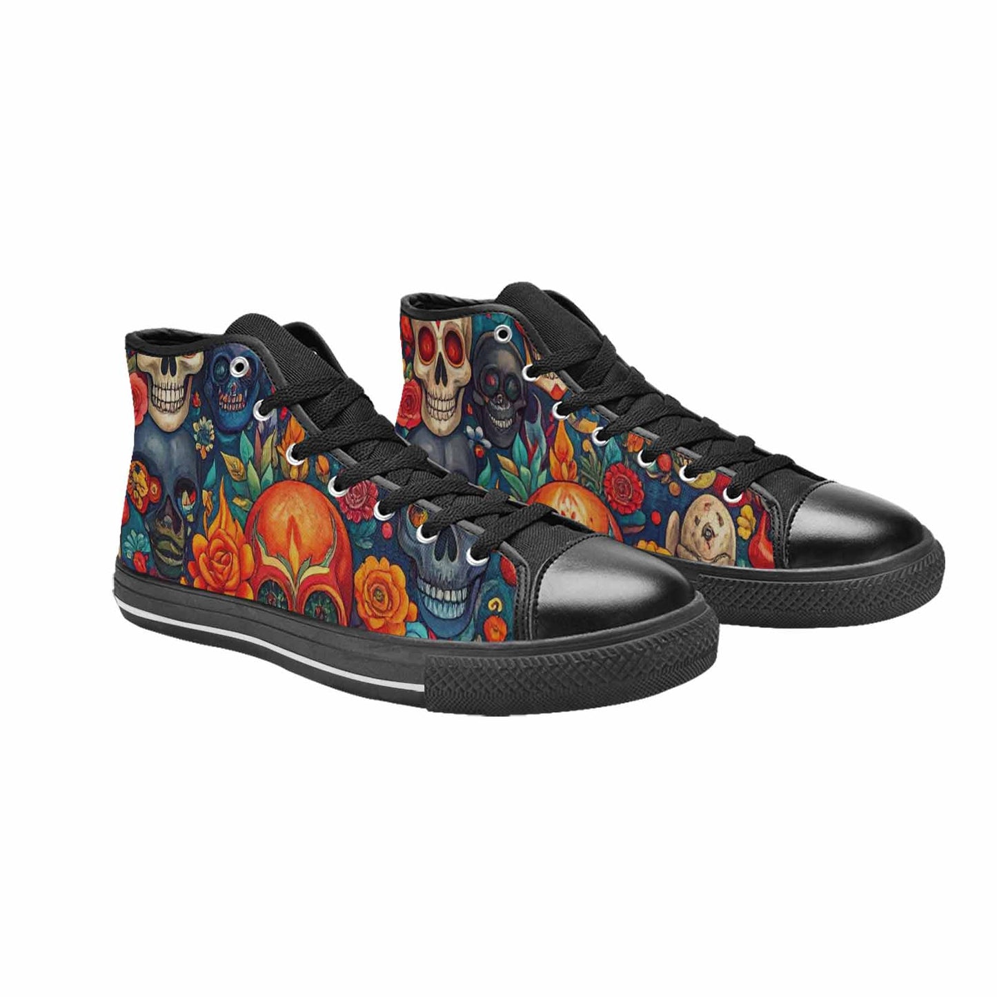 MEN'S Skull High Top Canvas Wallpaper Art Sneakers