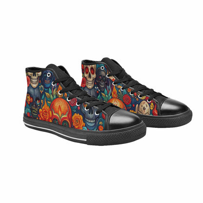 MEN'S Skull High Top Canvas Wallpaper Art Sneakers