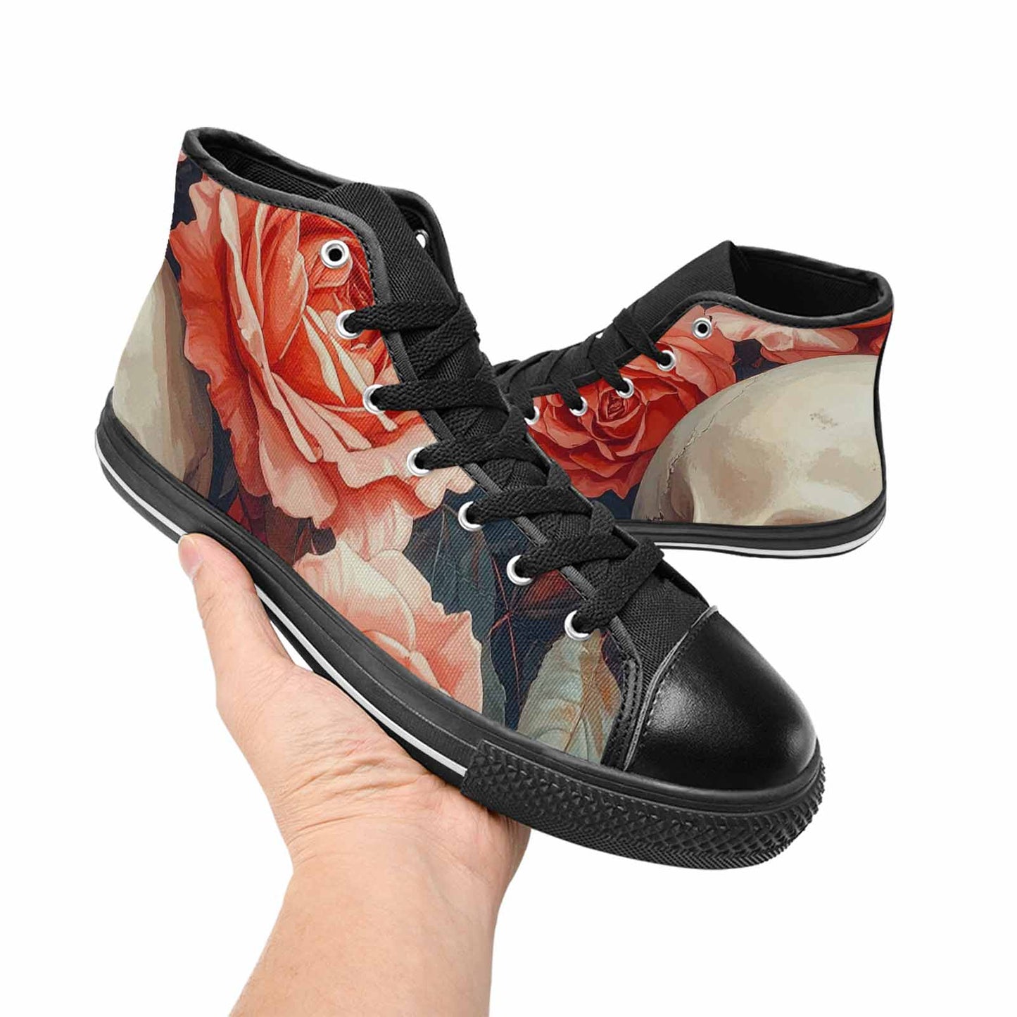 MEN'S Skulls Roses Soft Airbrush High Top Canvas Y2K Custom Sneakers