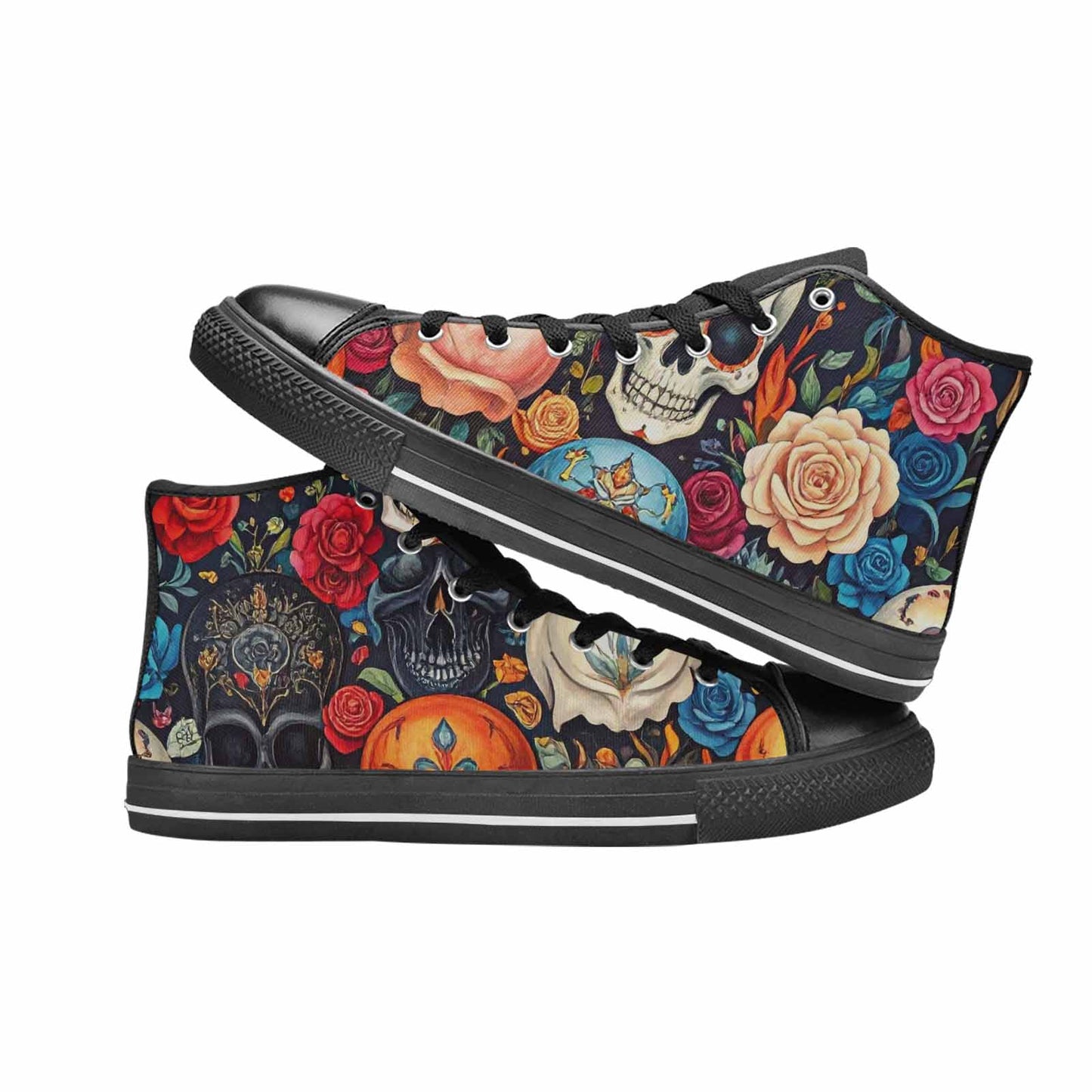 MEN'S Skull High Top Canvas Neon Fantasy Shoes