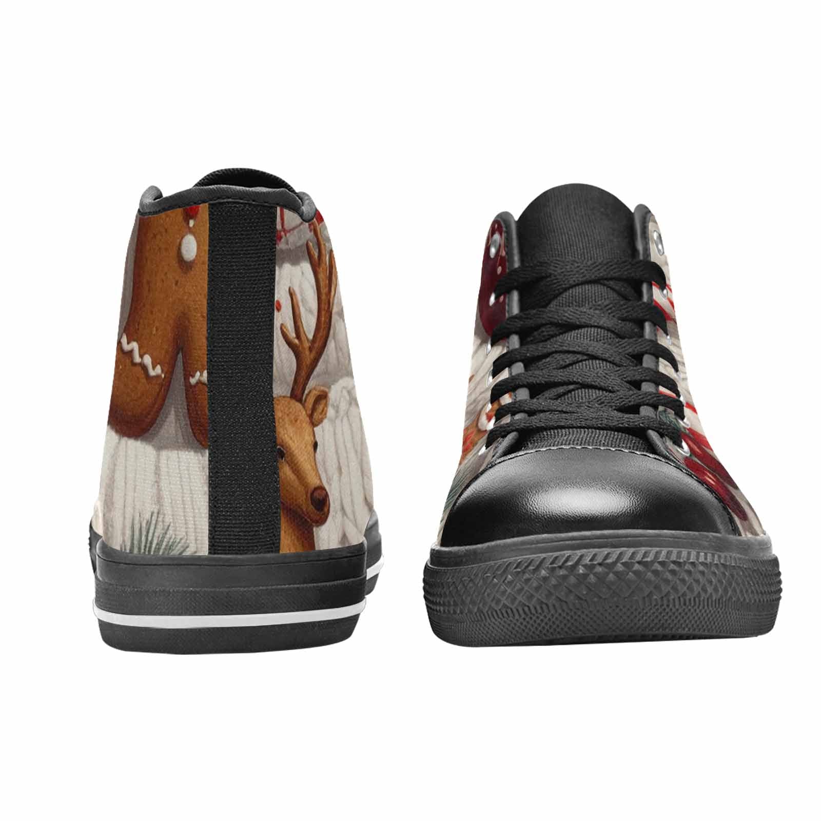 WOMEN'S Christmas Holly Snowflake High Top Canvas Vibrant Chaos Sneakers