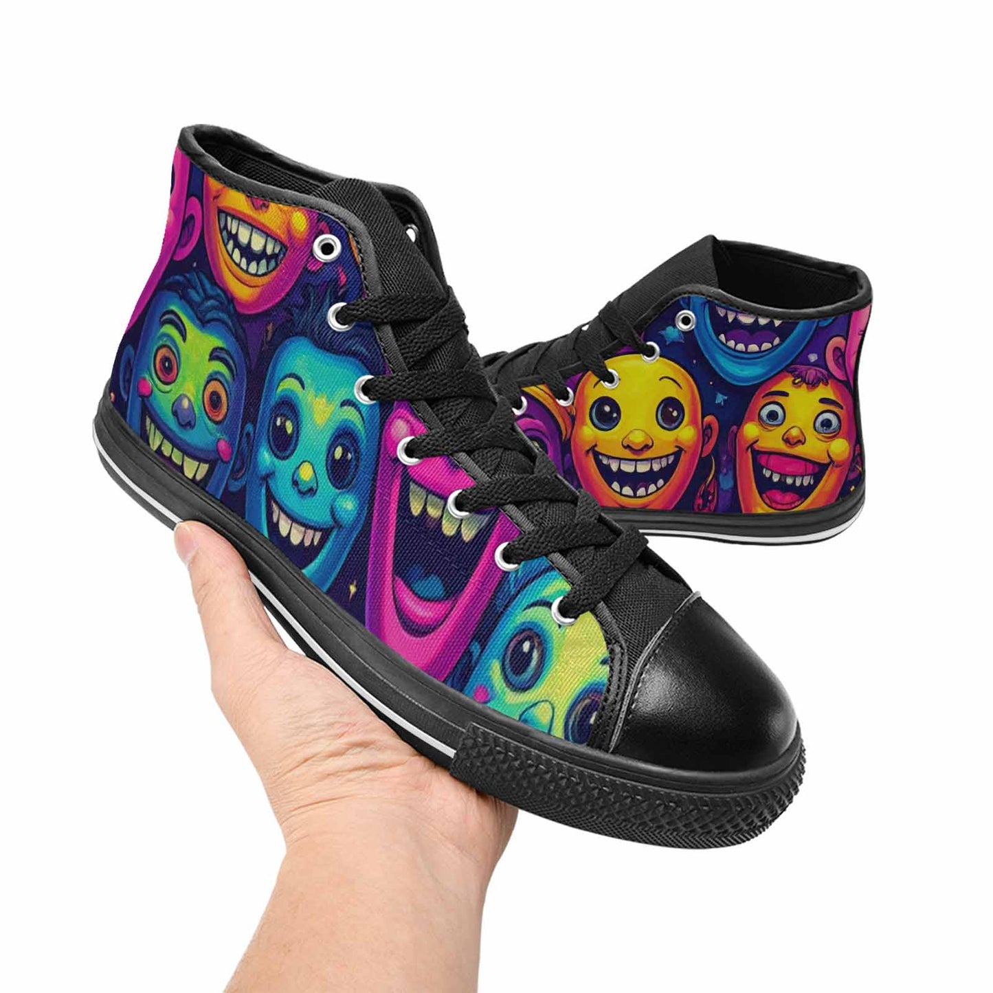 WOMEN'S Funny Looking Cartoon High Top Canvas Grunge Shoes