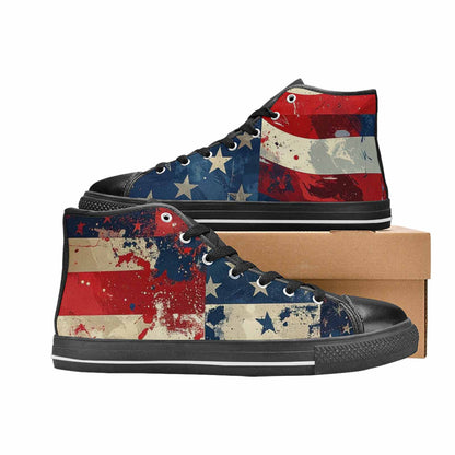 MEN'S American Flag Stars High Top Canvas Aesthetic Custom Sneakers