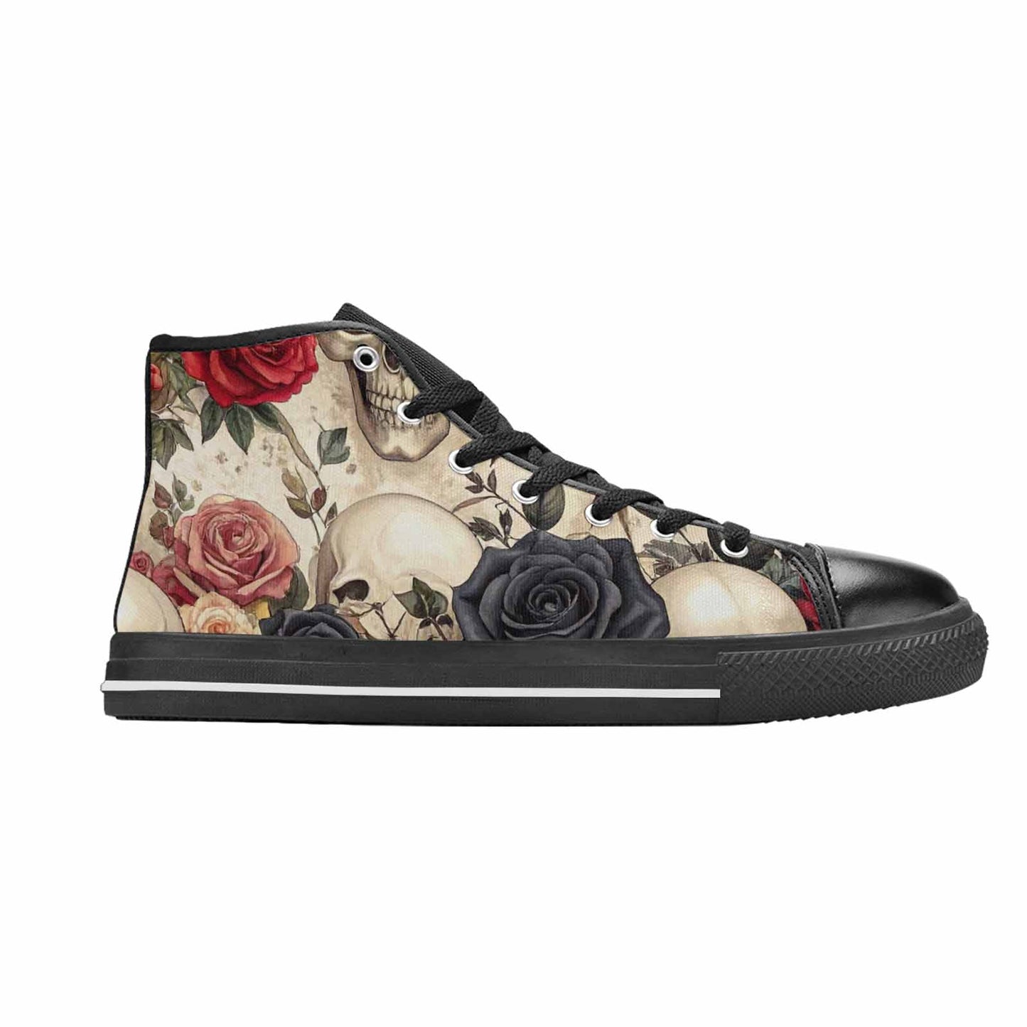 MEN'S Skulls - Roses High Top Canvas Neon Fantasy Shoes