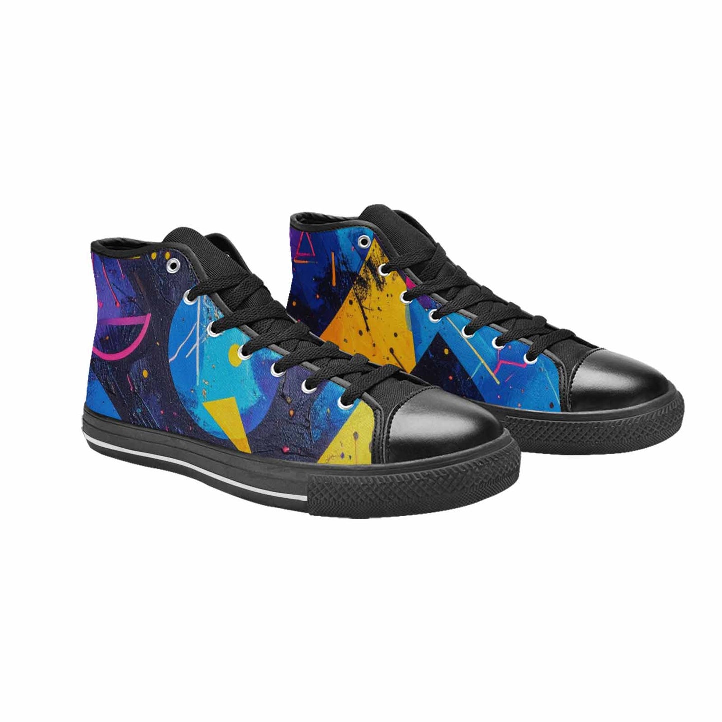 MEN'S Memphis Squiggles Triangles Dots High Top Canvas Dreamcore Shoes