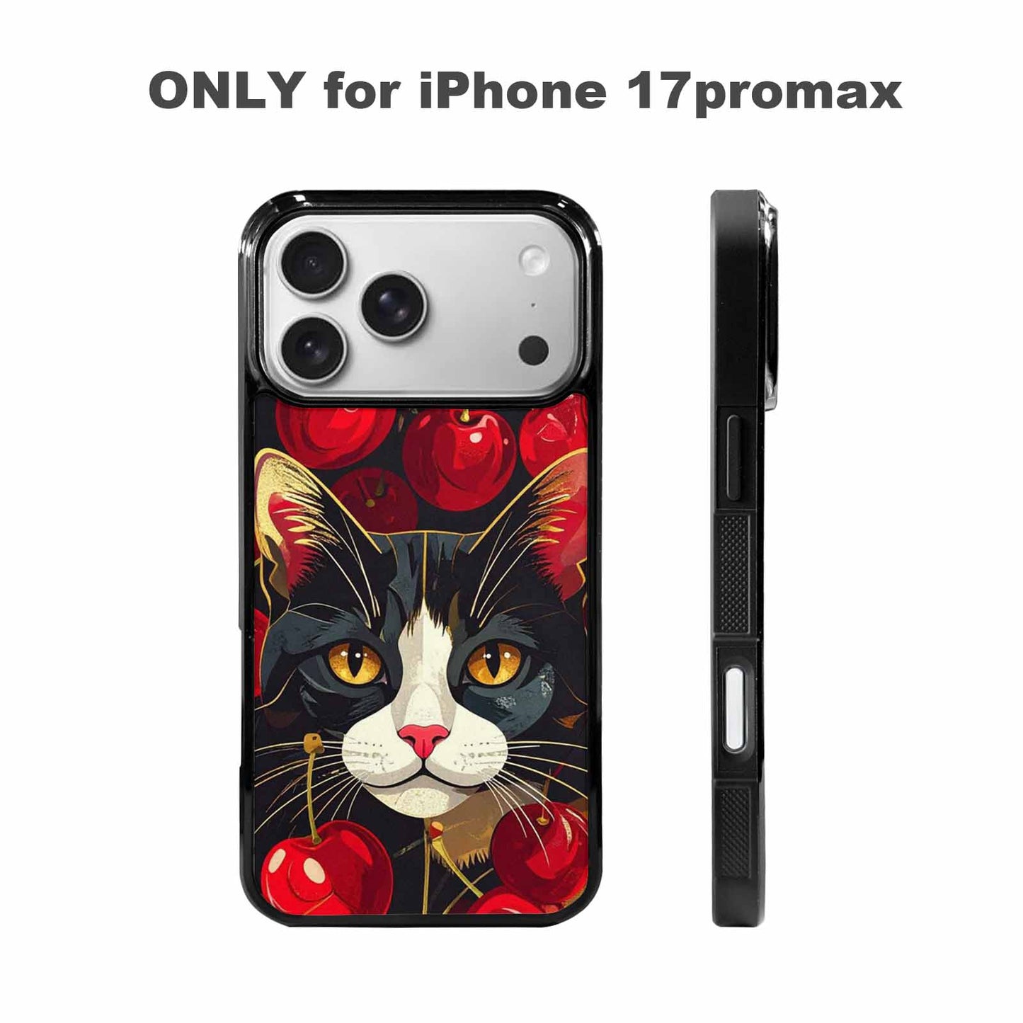 iPhone 17 Pro Max Case — Retro Cherry Cat Retro Vintage, Original Design Phone Case