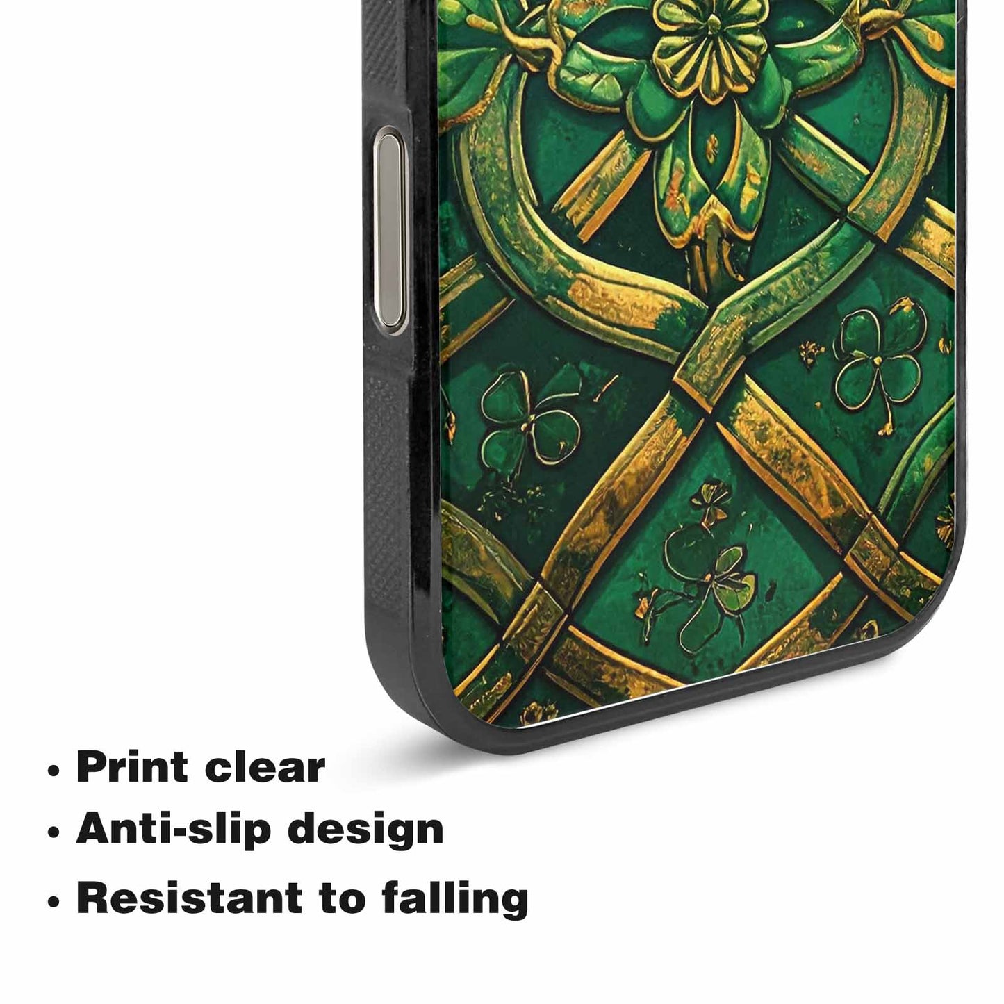 iPhone 15 Pro Max Case — Irish Celtic Knot Pattern Shamrocks Seamless, Custom Designed Case Cover