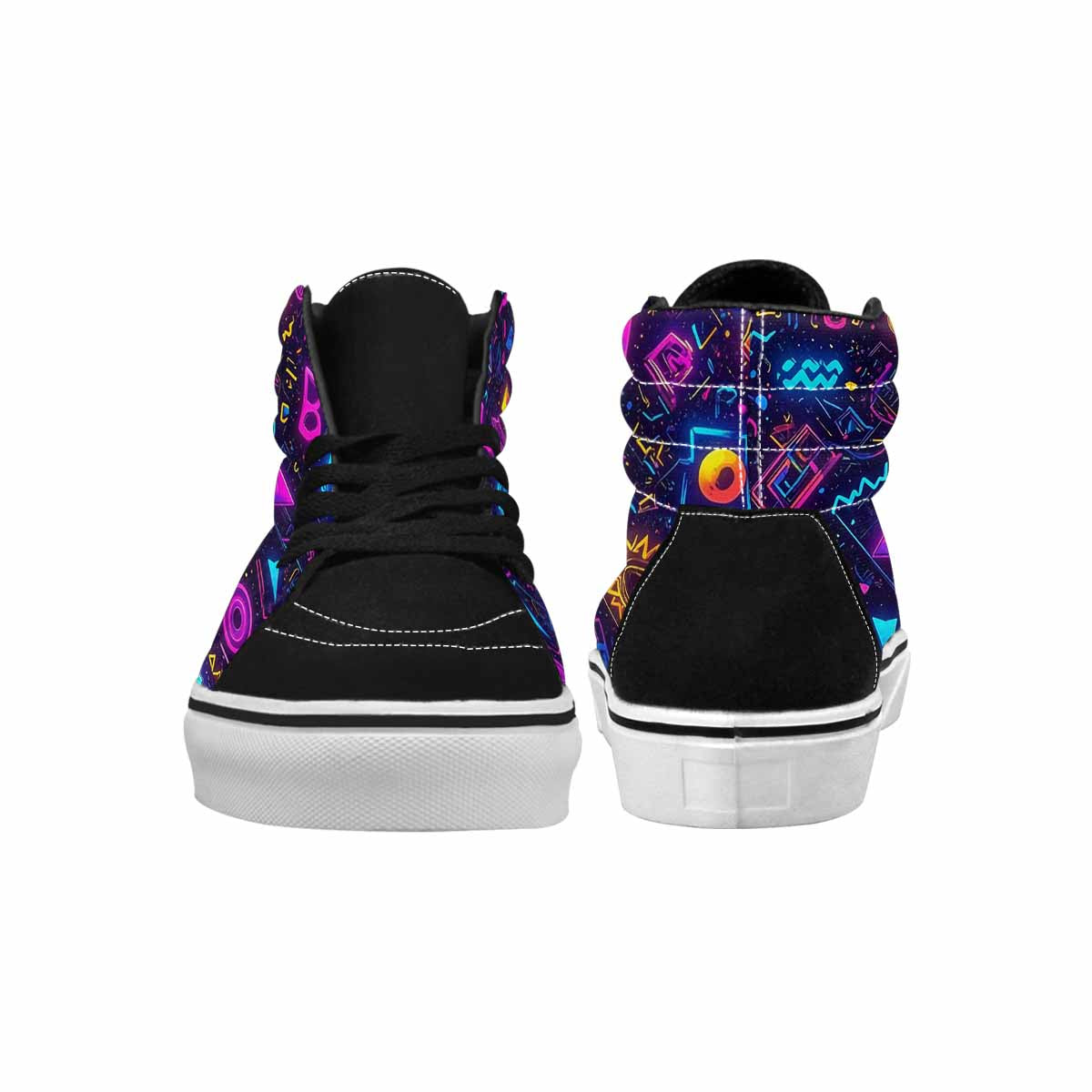 MEN'S 80s Retro Motif 80s High Top Canvas Vibrant Chaos Custom Sneakers