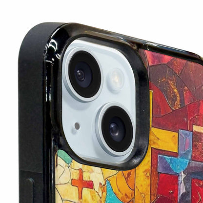 iPhone 15 Plus Case — Faith Cross And Faith Icons Pattern, Custom Art Phone Cover