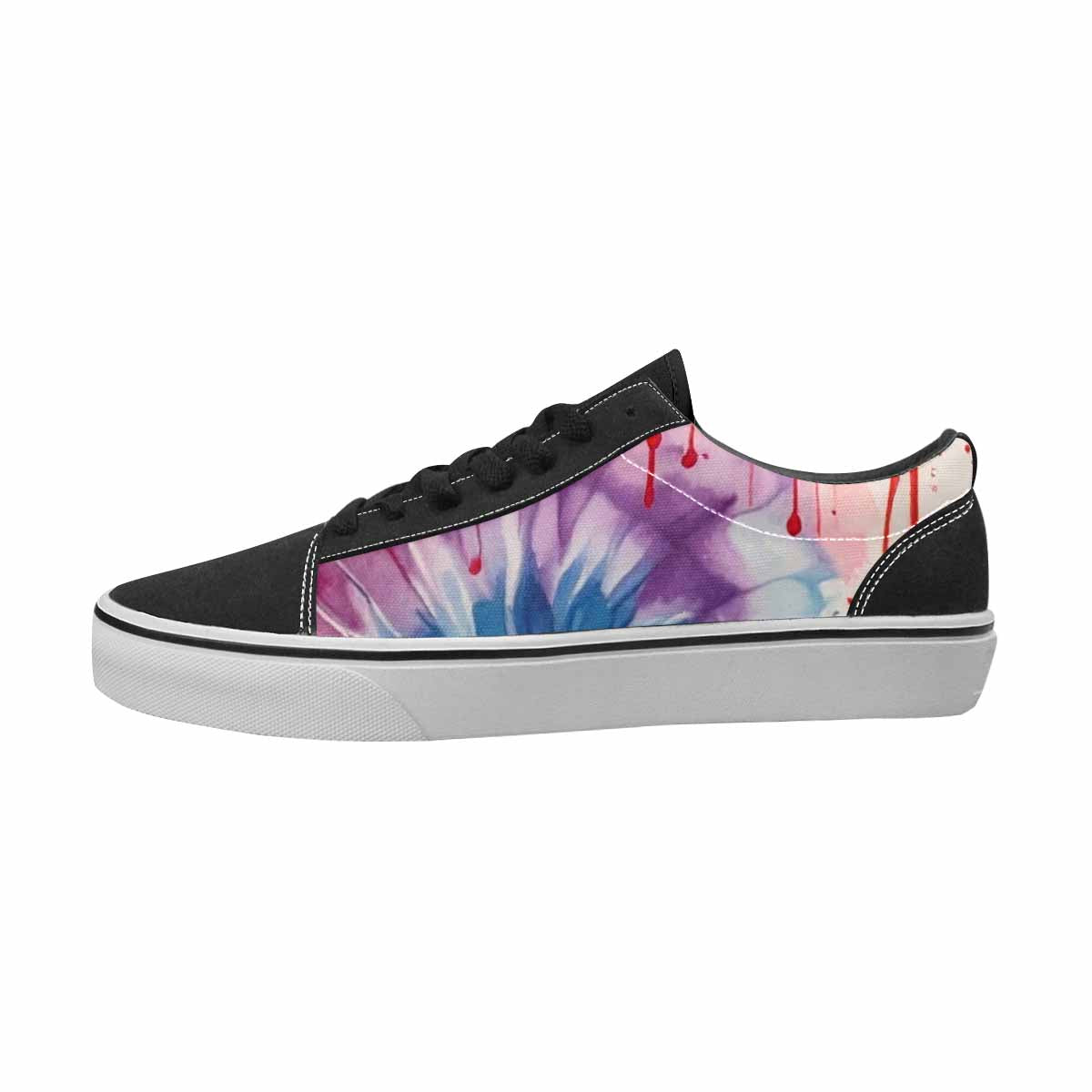 MEN'S Tie Dye Black & Red Ink Canvas Bold Print Kaleidoscope Shoes