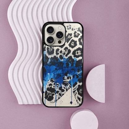 iPhone 16 Pro Max Case — Animal Print Black Blue Ink Animal, Custom Made Phone Cover