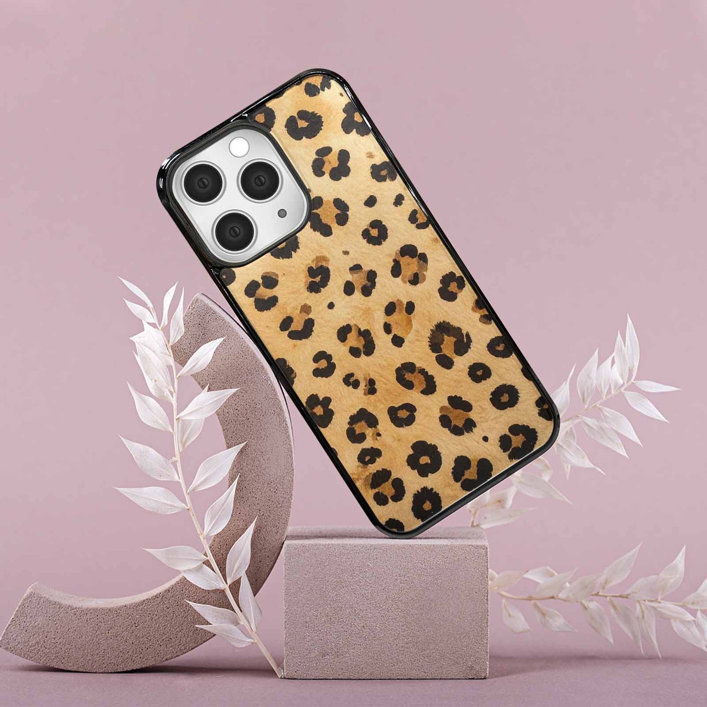 iPhone 15 Pro Max Case — Cheetah Print Sandy Tan Base With, Custom Printed Phone Case