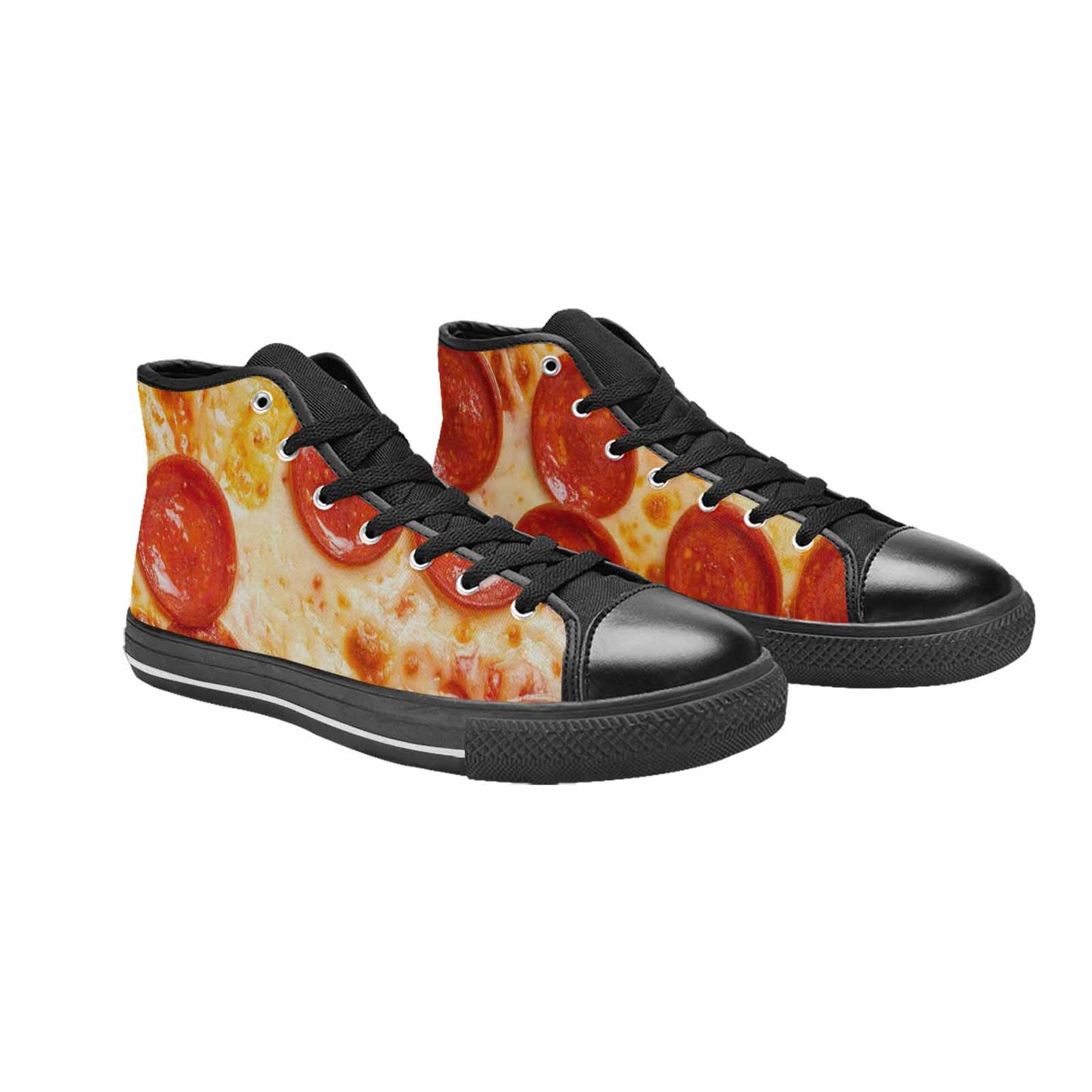WOMEN'S Pepperoni Pizza Print High Top Canvas Grunge Shoes