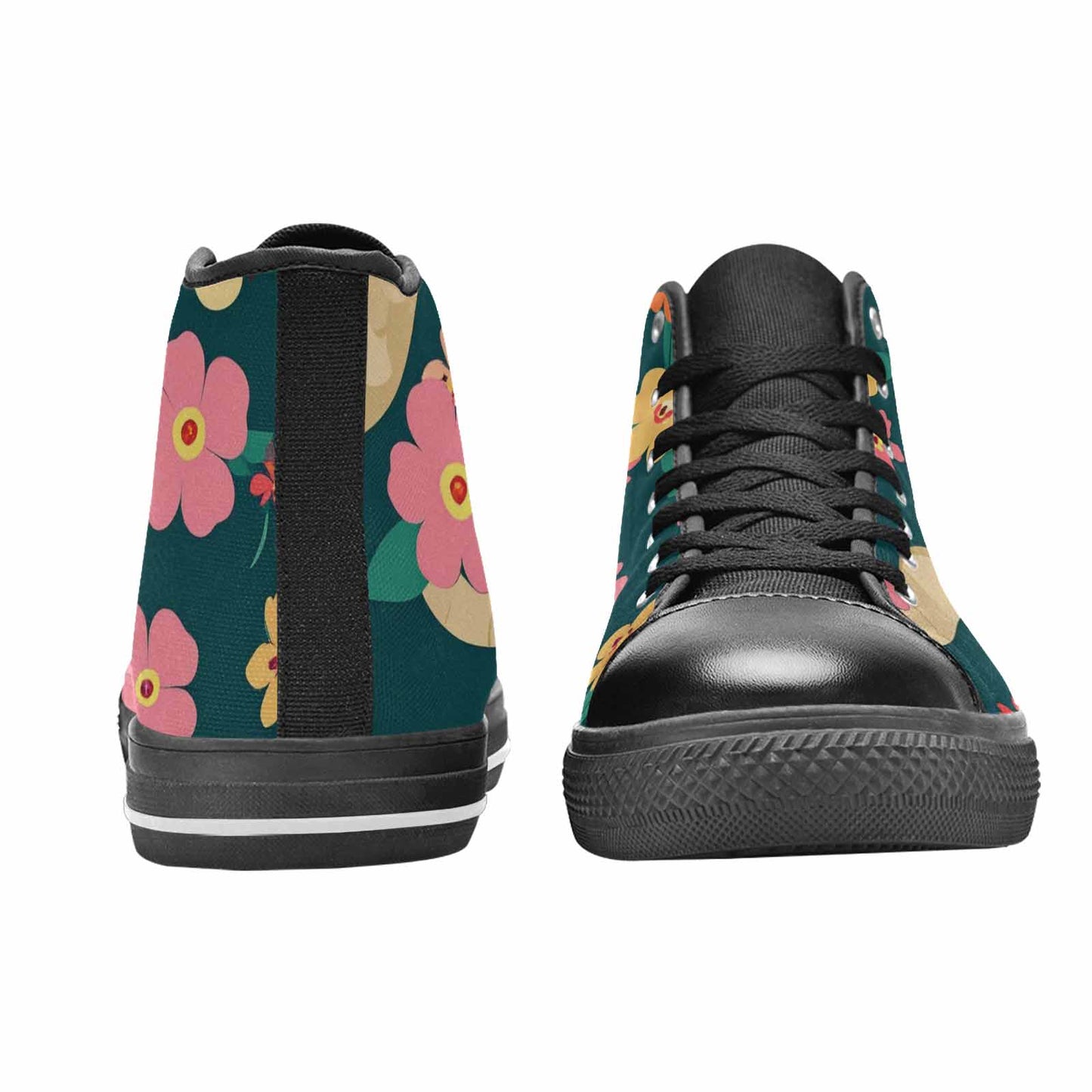 MEN'S Floral Snake Print High Top Canvas Neon Fantasy Custom Shoes