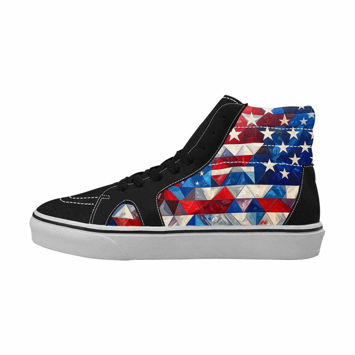 WOMEN'S American Flag Stars High Top Canvas Neon Fantasy Custom Sneakers