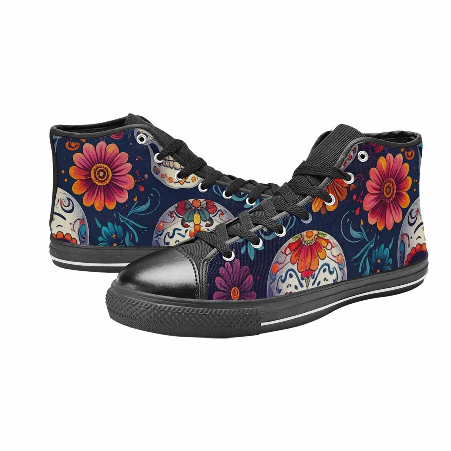 WOMEN'S Day Of Dead Sugar Skull High Top Canvas Aesthetic Sneakers