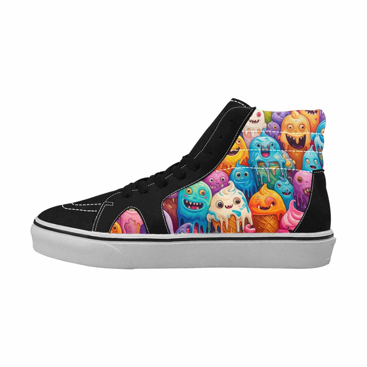 MEN'S Melting Ice Cream Monster High Top Canvas Dreamlike Custom Shoes