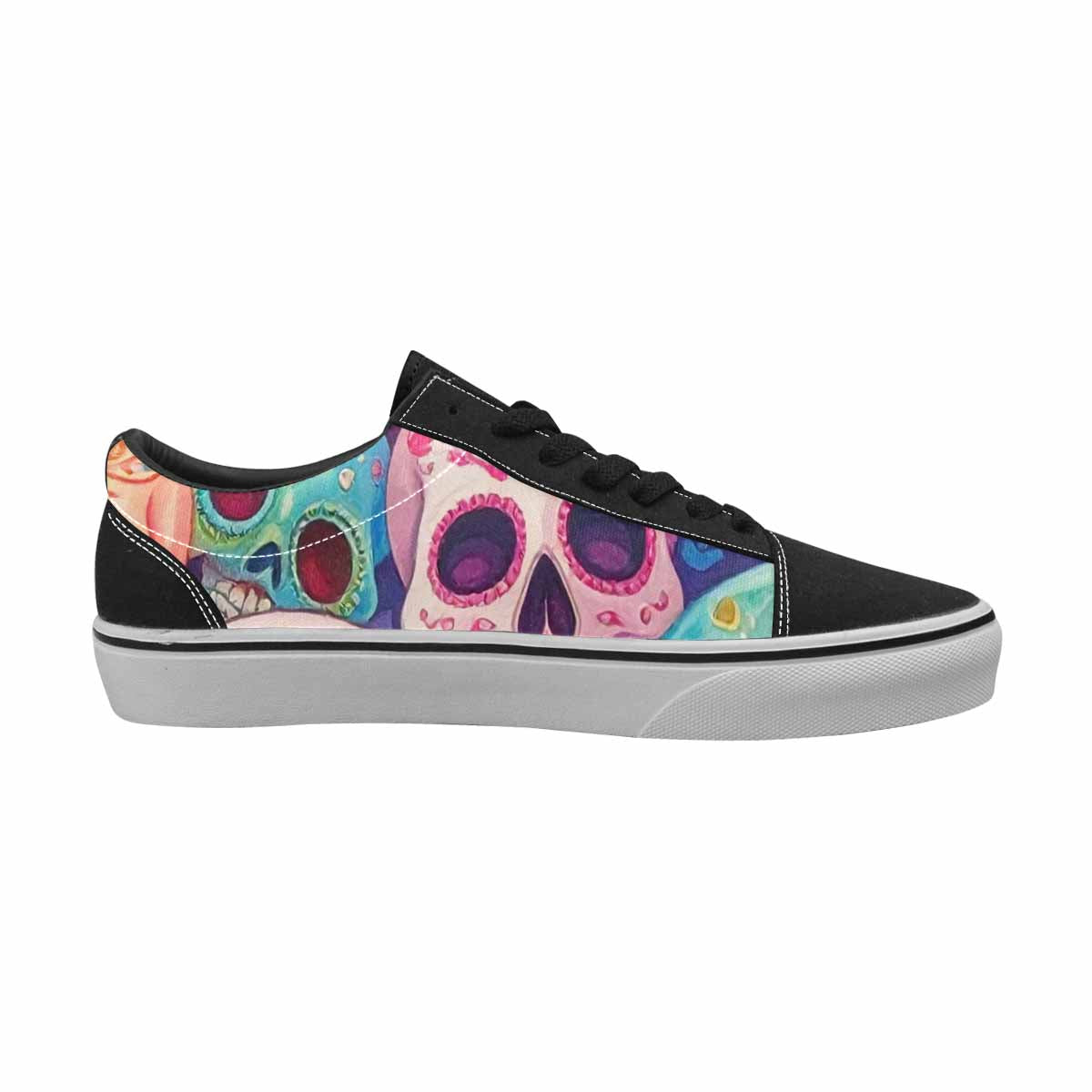 WOMEN'S Sugar Skulls Melting Sugar Lace-Up Canvas Kaleidoscope Sneakers