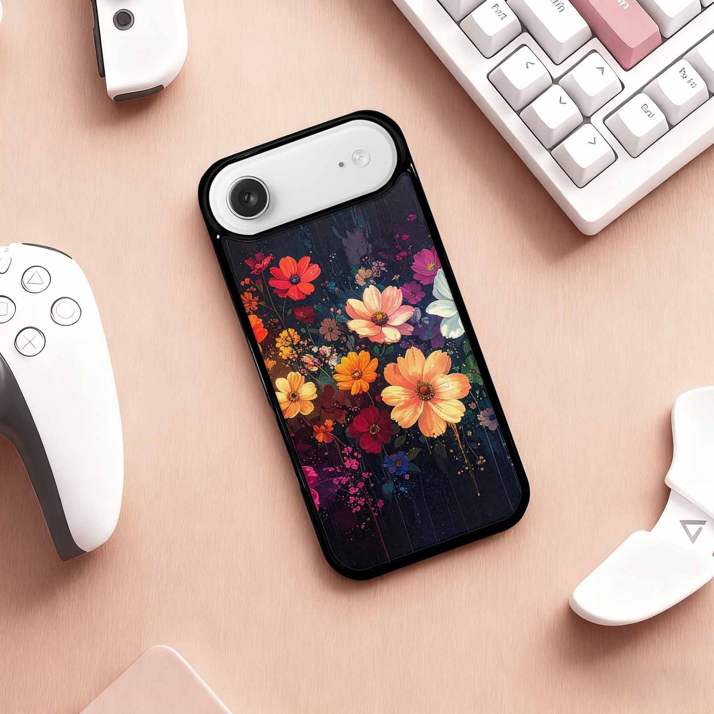 iPhone 17 Air Case — Shadowy Glitch Floral Pattern Hundreds Floral, Unique Phone Case Design