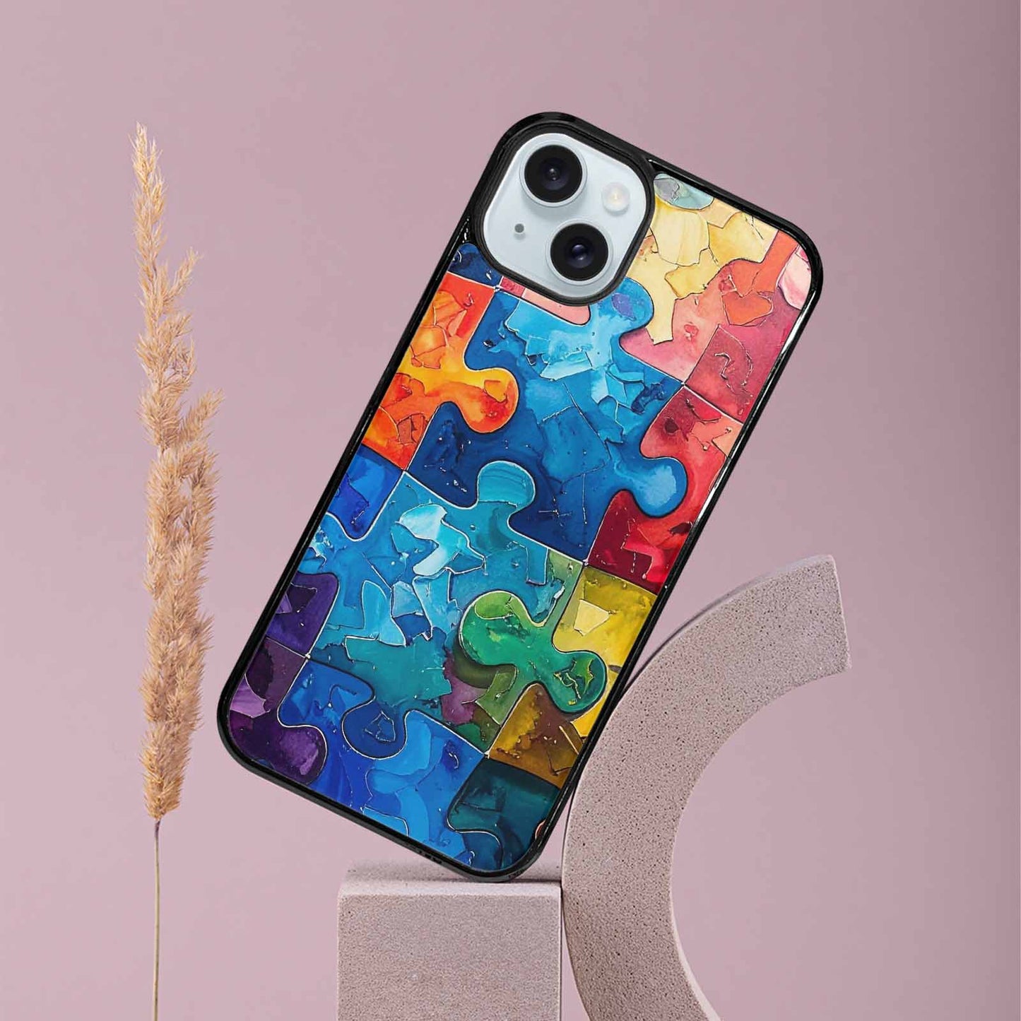 iPhone 15 Plus Case — Autism Puzzle Pieces Puzzle Piece Pattern, Original Design Phone Case