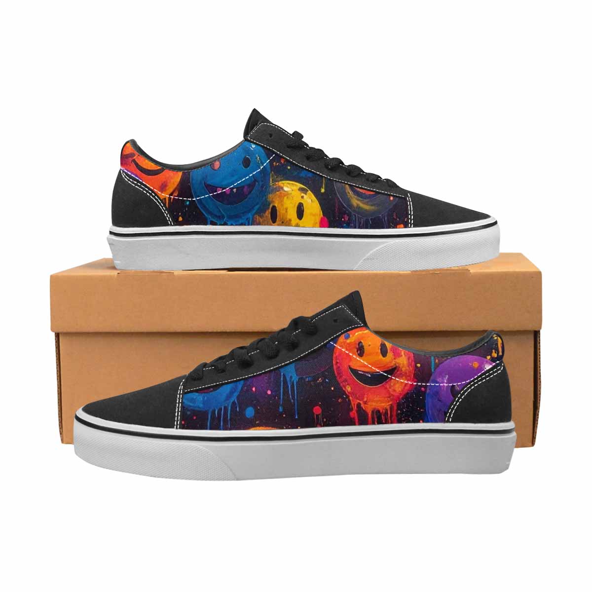 WOMEN'S Smiley Faces × Glow Lace-Up Canvas Aesthetic Custom Shoes