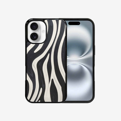 iPhone 16 Case — Modern Zebra Stripe Print Crisp Black, Custom Printed Phone Case