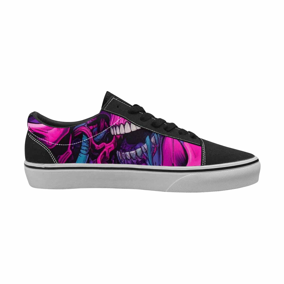 WOMEN'S Pink + Purple Skeletons Lace-Up Canvas Cottagecore Custom Sneakers