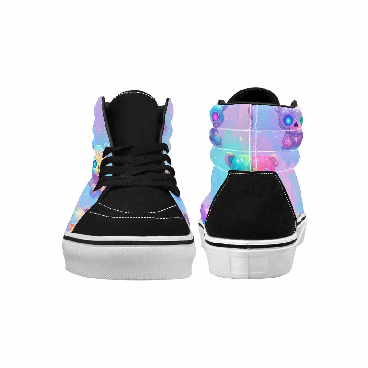 MEN'S Rainbow Teddy Skeletons Eye High Top Canvas Melting Art Custom Sneakers
