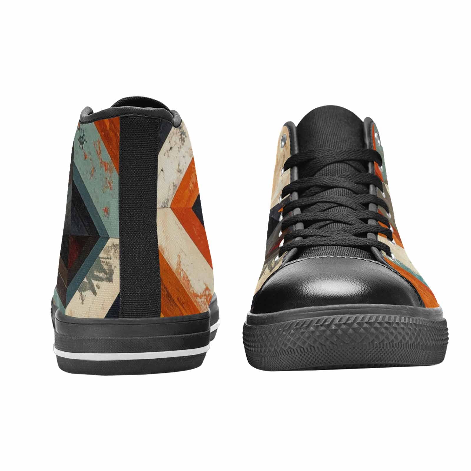 WOMEN'S Southwestern Geometric Diamond High Top Canvas Vibrant Chaos Custom Shoes