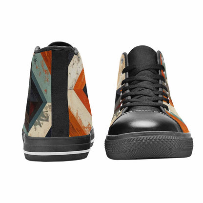 WOMEN'S Southwestern Geometric Diamond High Top Canvas Vibrant Chaos Custom Shoes