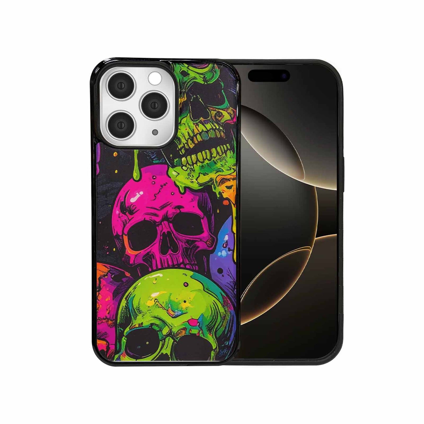 iPhone 15 Pro Max Case — Vibrant Camo 1000\'s Of Skeletons Neon, Custom Designed Case Cover