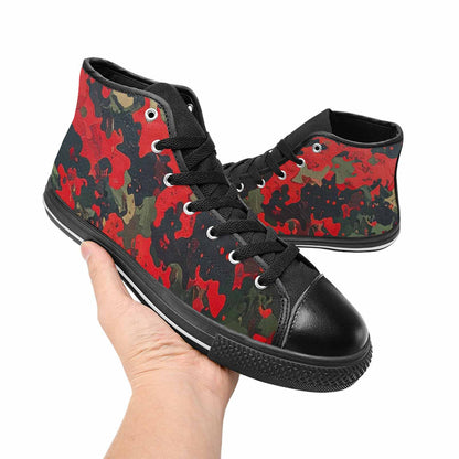 WOMEN'S Military Camouflage Blotch High Top Canvas Wallpaper Art Custom Sneakers